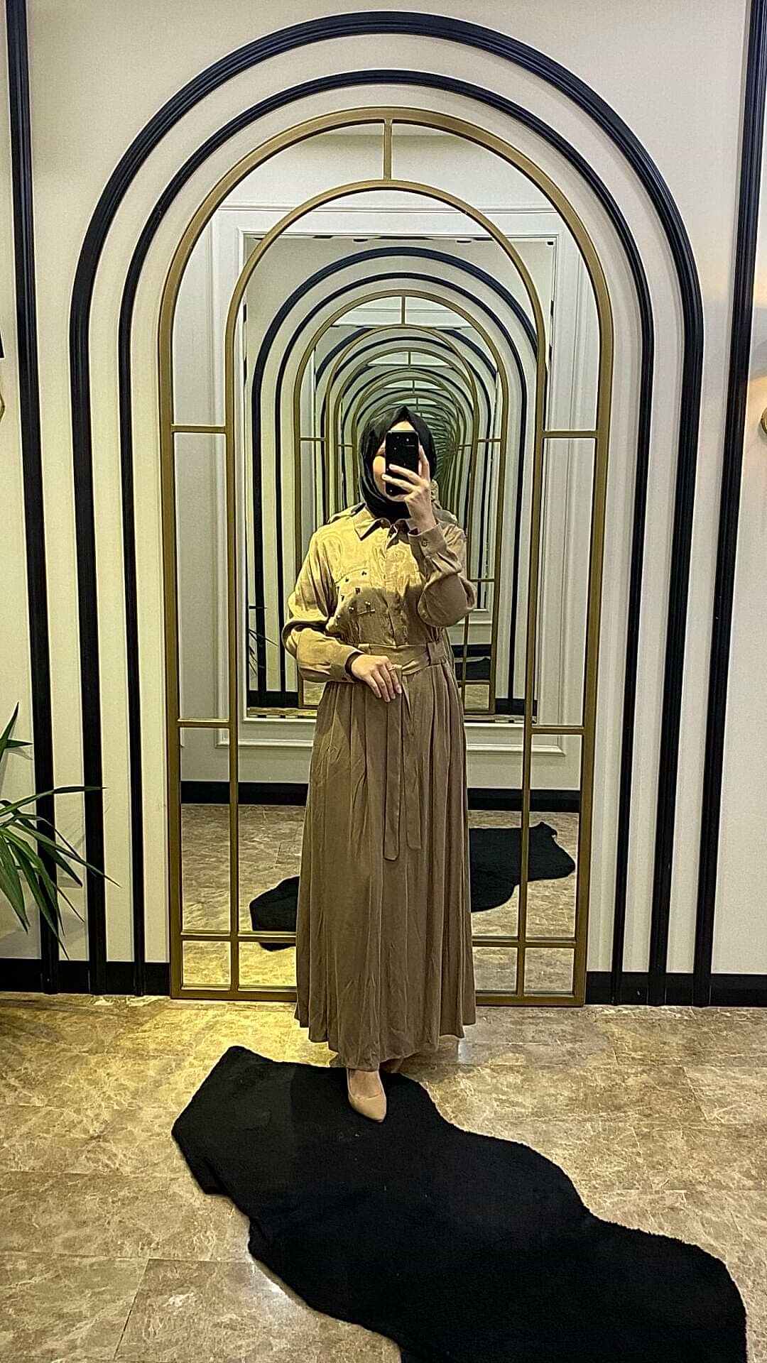 MY8 CAMEL İPEK KUPRA ELBİSE