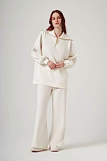 NUSS ŞERİT DETAY TAKIM EKRU