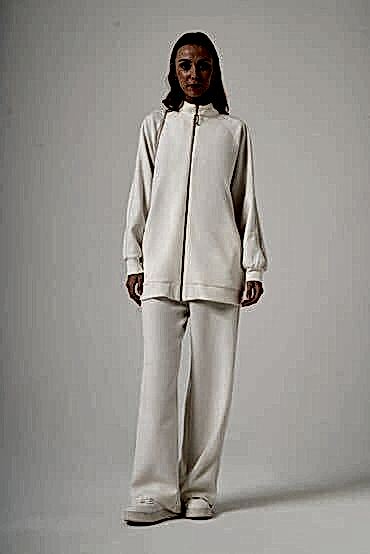 NUSS ŞERİT DETAY CEKET TAKIM EKRU